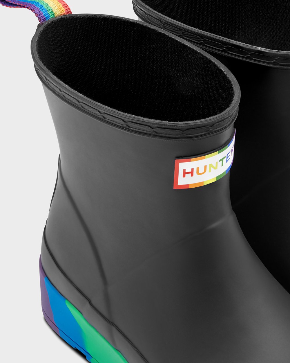 Play Botas Hunter Mujer - Original Pride Flatform Rain - Negros - KSBFPZV-89